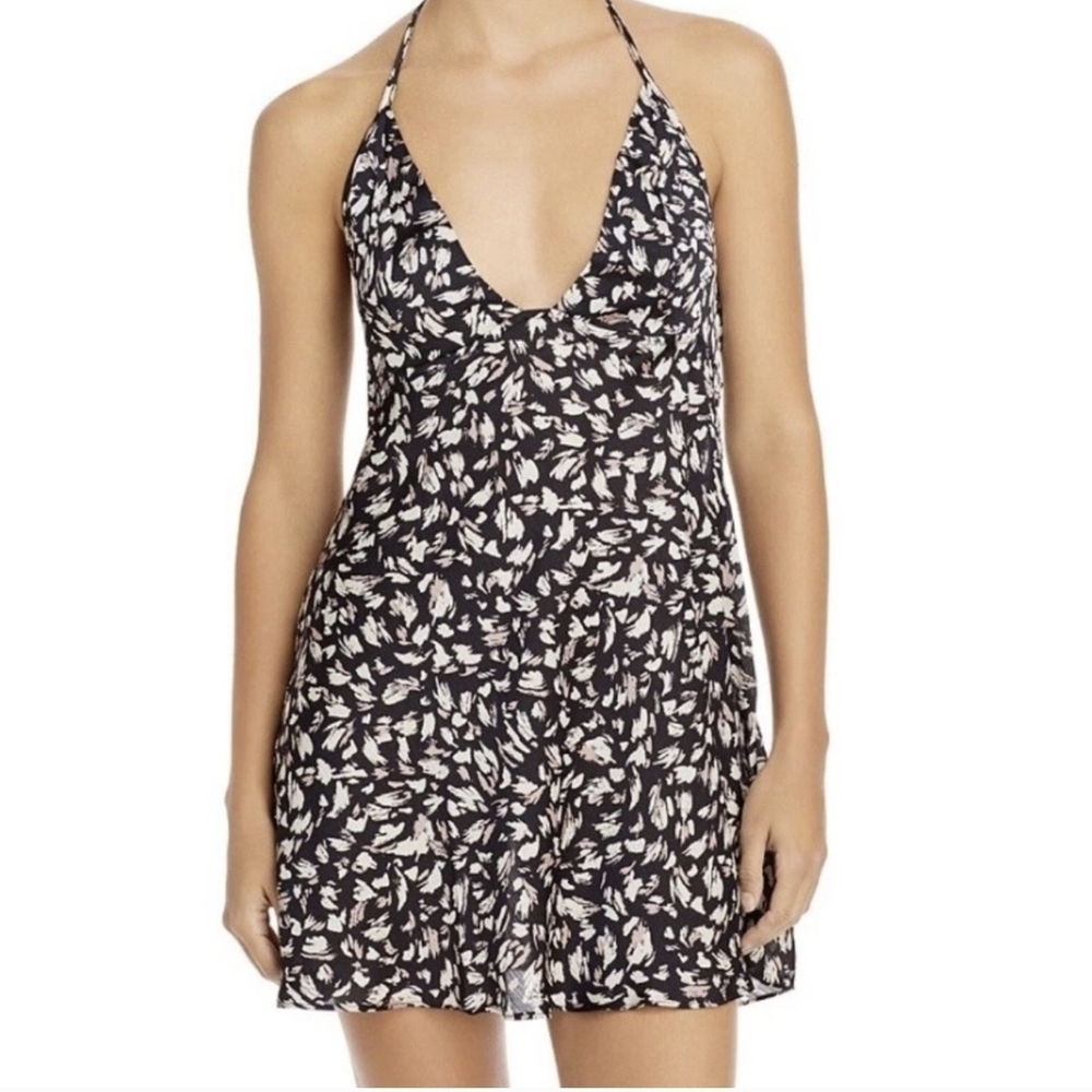 Free People Black and Cream Halter Swim Coverup Size XS